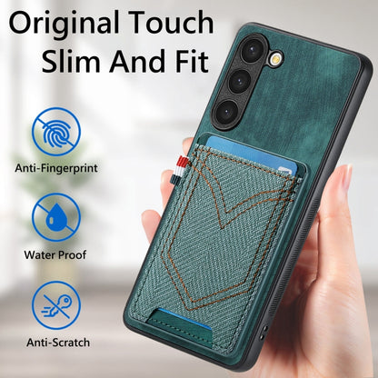 For Samsung Galaxy S25 5G Denim Texture Leather Skin Phone Case with Card Slot(Green) - Galaxy S25 5G Cases by buy2fix | Online Shopping UK | buy2fix