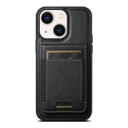 For iPhone 13 Suteni H17 Oil Eax Leather MagSafe Detachable Wallet Phone Case(Black) - iPhone 13 Cases by Suteni | Online Shopping UK | buy2fix