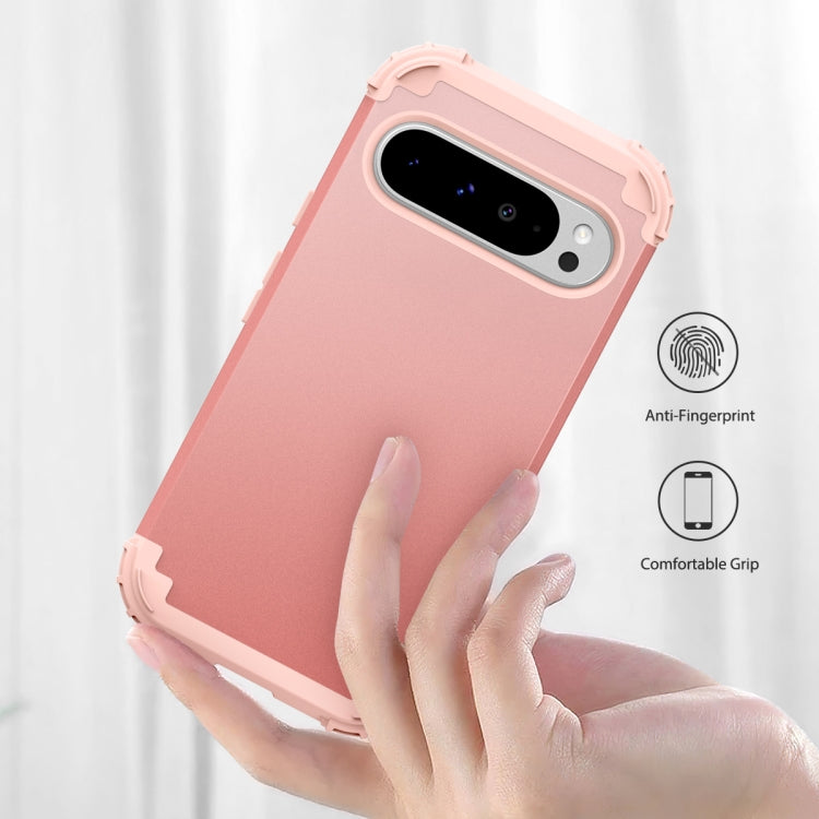 For Google Pixel 9 Pro XL 3 in 1 Silicone Hybrid PC Shockproof Phone Case(Rose Gold) - Google Cases by buy2fix | Online Shopping UK | buy2fix