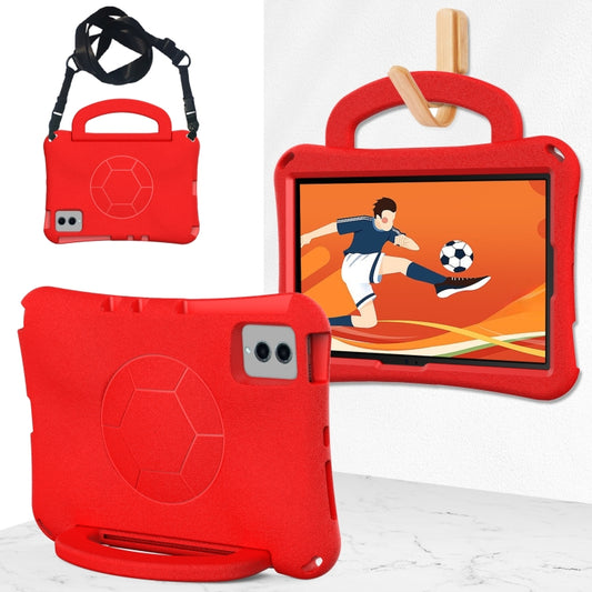 For Samsung Galaxy Tab S9 FE 11 X510 2023 Handle Football Shaped EVA Shockproof Tablet Case(Red) - Galaxy Tab S9 FE by buy2fix | Online Shopping UK | buy2fix