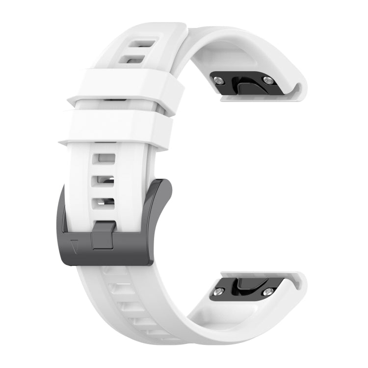 For Garmin Quatix 7 Pro Solid Color Black Buckle Silicone Quick Release Watch Band(White) - Watch Bands by buy2fix | Online Shopping UK | buy2fix