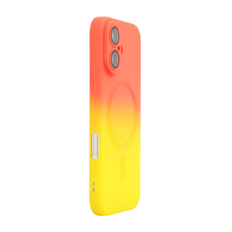 For iPhone 16 ENKAY Hat-Prince MagSafe Rainbow Gradient Silicone Phone Case with Lens Film(Orange Yellow) - iPhone 16 Cases by ENKAY | Online Shopping UK | buy2fix