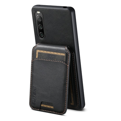 For Sony Xperia 5 V Suteni H02 Leather Wallet Stand Back Phone Case(Black) - Sony Cases by Suteni | Online Shopping UK | buy2fix