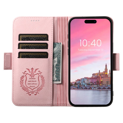 For iPhone 16 Pro SUTENI J07 Multifunctional Horizontal Flip Magsafe Leather Phone Case(Pink) - iPhone 16 Pro Cases by Suteni | Online Shopping UK | buy2fix