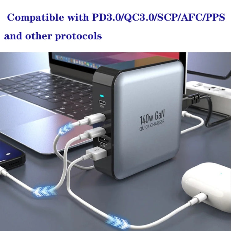 GAN 140W PD65W / PD20W / QC3.0 USB Five Port Laptop Adapter, Plug:EU Plug - Universal Power Adapter by buy2fix | Online Shopping UK | buy2fix
