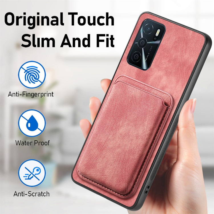 For OPPO Reno10 Global Retro Leather Card Bag Magnetic Phone Case(Pink) - OPPO Cases by buy2fix | Online Shopping UK | buy2fix