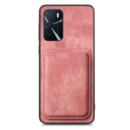 For OPPO Reno8 T 4G Retro Leather Card Bag Magnetic Phone Case(Pink) - OPPO Cases by buy2fix | Online Shopping UK | buy2fix