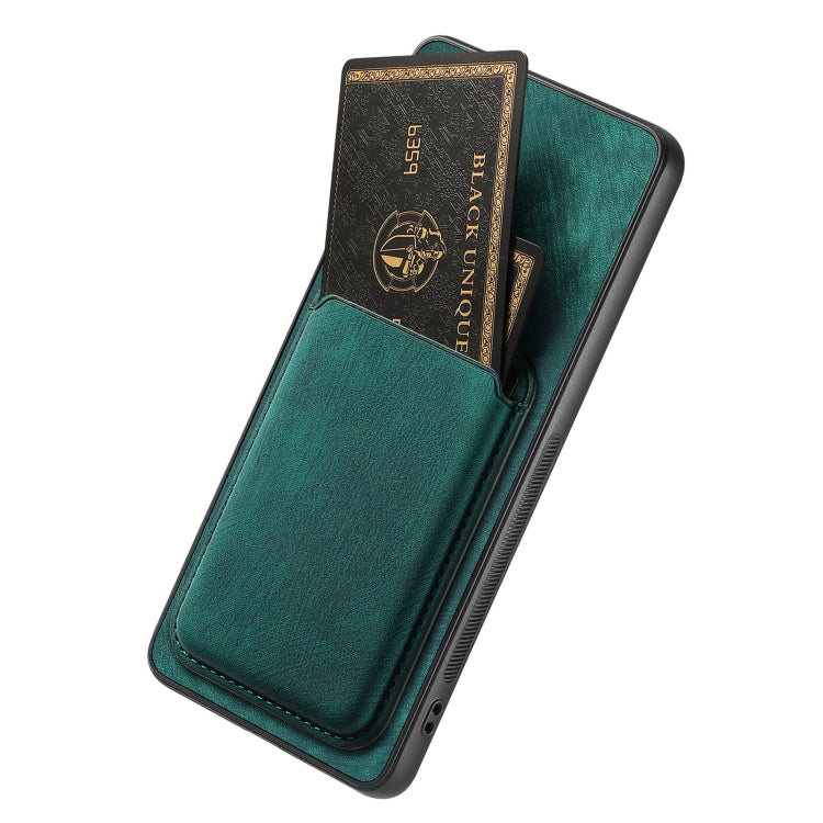 For OPPO A57 4G Retro Leather Card Bag Magnetic Phone Case(Green) - OPPO Cases by buy2fix | Online Shopping UK | buy2fix