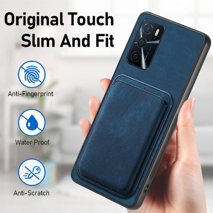 For OPPO Reno8 Pro 5G Retro Leather Card Bag Magnetic Phone Case(Blue) - OPPO Cases by buy2fix | Online Shopping UK | buy2fix