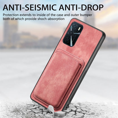 For OPPO Reno8 5G Retro Leather Card Bag Magnetic Phone Case(Pink) - OPPO Cases by buy2fix | Online Shopping UK | buy2fix