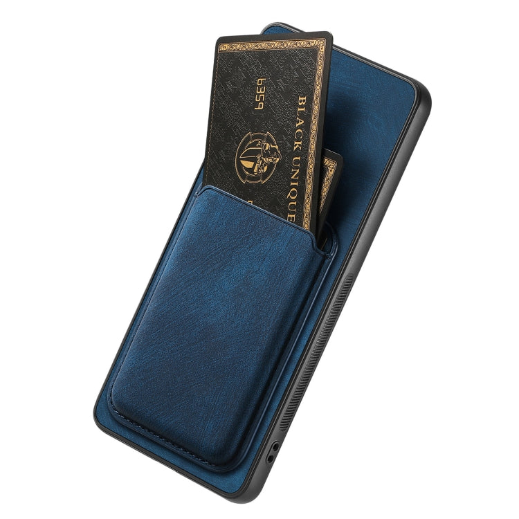 For OPPO Find X5 Pro Retro Leather Card Bag Magnetic Phone Case(Blue) - OPPO Cases by buy2fix | Online Shopping UK | buy2fix