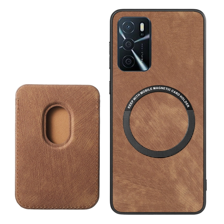 For OPPO Reno6 Pro 5G Retro Leather Card Bag Magnetic Phone Case(Brown) - OPPO Cases by buy2fix | Online Shopping UK | buy2fix