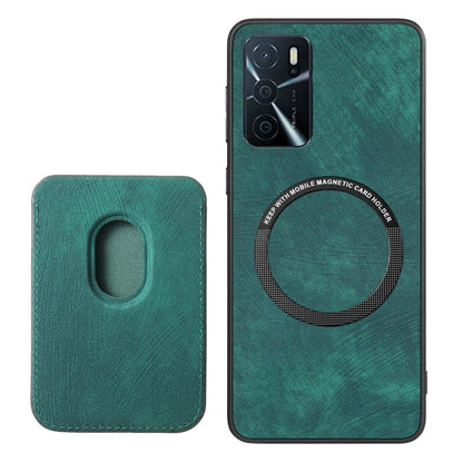 For OPPO A5 Retro Leather Card Bag Magnetic Phone Case(Green) - OPPO Cases by buy2fix | Online Shopping UK | buy2fix