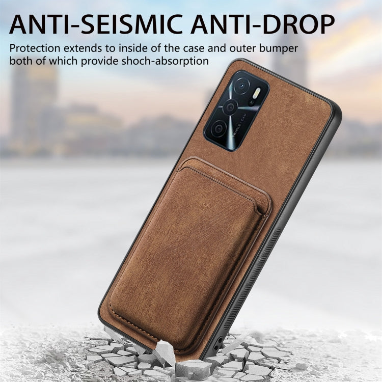 For OPPO Reno7 Z 5G/F21 Pro 5G Retro Leather Card Bag Magnetic Phone Case(Brown) - OPPO Cases by buy2fix | Online Shopping UK | buy2fix