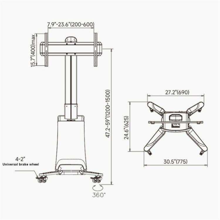 NB G85 55-85 inch TV Electric Remote Control Mobile Cart TV Floor Stand For Samsung / Hisense(EU Plug) - TV Brackets & Mounts by buy2fix | Online Shopping UK | buy2fix