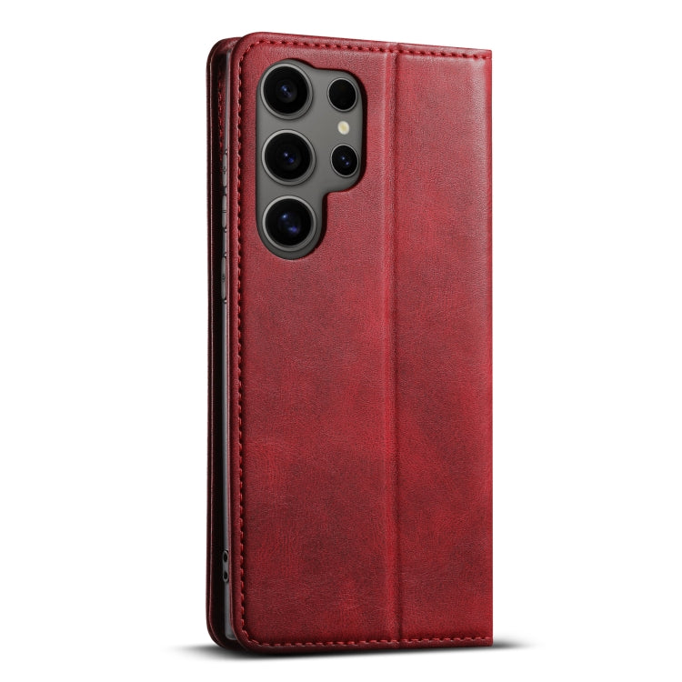 For Samsung Galaxy S24 Ultra 5G Suteni J02 Oil Wax Wallet Leather Phone Case(Red) - Galaxy S24 Ultra 5G Cases by Suteni | Online Shopping UK | buy2fix