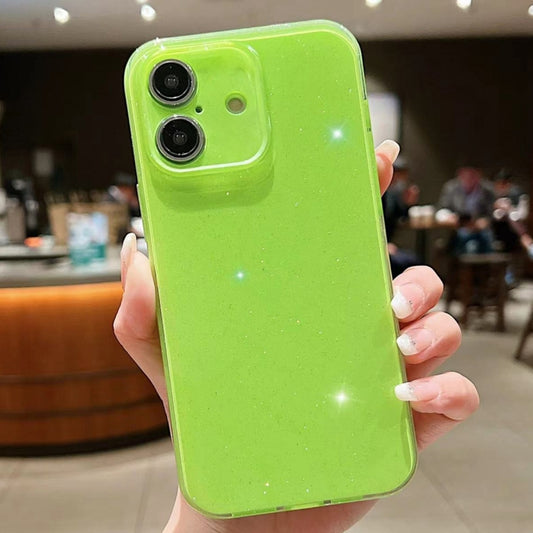 For iPhone 16 Jelly Glitter Solid Color TPU Phone Case(Fluorescent Green) - iPhone 16 Cases by buy2fix | Online Shopping UK | buy2fix