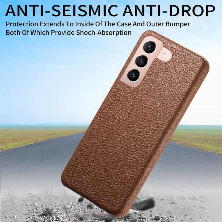 For Samsung Galaxy S21 5G Litchi Oil Edge Leather Back Phone Case(Brown) - Galaxy S21 5G Cases by buy2fix | Online Shopping UK | buy2fix