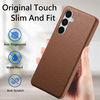 For Samsung Galaxy A15 Litchi Oil Edge Leather Back Phone Case(Brown) - Galaxy Phone Cases by buy2fix | Online Shopping UK | buy2fix