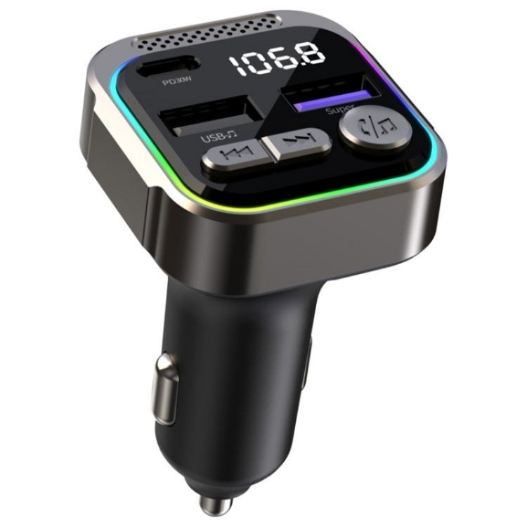 C54 PD 30W Dual USB Car Charger Alloy Car Bluetooth Adapter FM Transmitter MP3 Player - Car Charger by buy2fix | Online Shopping UK | buy2fix