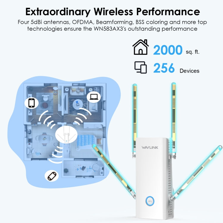 Wavlink WN583AX3 AX3000 Dual Band WiFi Repeater/AP/Router/Mesh Mode WiFi Extender, Plug:US Plug - Wireless Routers by WAVLINK | Online Shopping UK | buy2fix