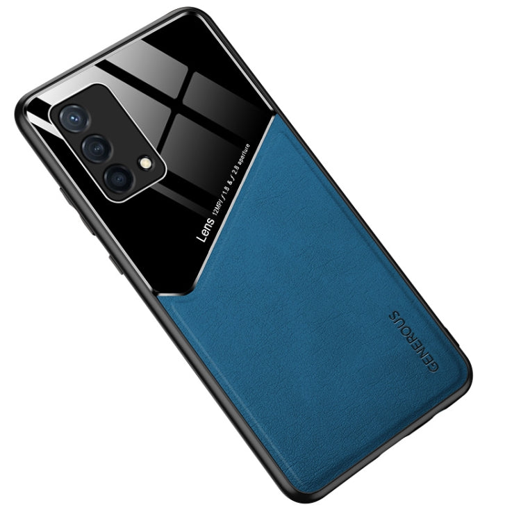 For OPPO K9 All-inclusive Leather Organic Glass Phone Case(Blue) - OPPO Cases by buy2fix | Online Shopping UK | buy2fix