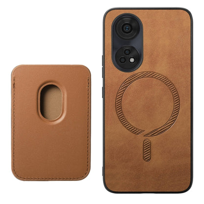 For OPPO Reno11 Pro 5G Global Retro Magsafe Card Bag PU Back Cover Phone Case(Brown) - Reno11 Pro Cases by buy2fix | Online Shopping UK | buy2fix