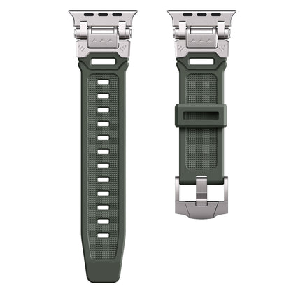 For Apple Watch Series 5 44mm Silicone Armor Mecha Head Watch Band(Green) - Watch Bands by buy2fix | Online Shopping UK | buy2fix