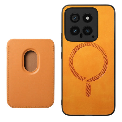 For Xiaomi Redmi K70 / K70 Pro 5G Retro Magsafe Card Bag PU Back Cover Phone Case(Yellow) - K70 Pro Cases by buy2fix | Online Shopping UK | buy2fix