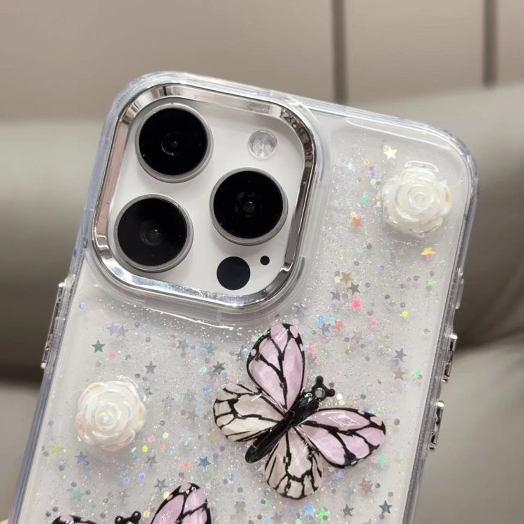 For iPhone 16 Pro Glitter 3D Butterfly TPU Phone Case(Gold) - iPhone 16 Pro Cases by buy2fix | Online Shopping UK | buy2fix