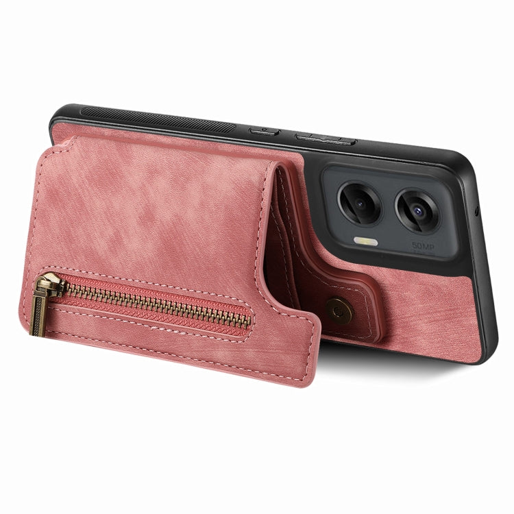 For Motorola G Stylus 5G 2024 Retro Leather Zipper Wallet Back Phone Case(Pink) - Motorola Cases by buy2fix | Online Shopping UK | buy2fix