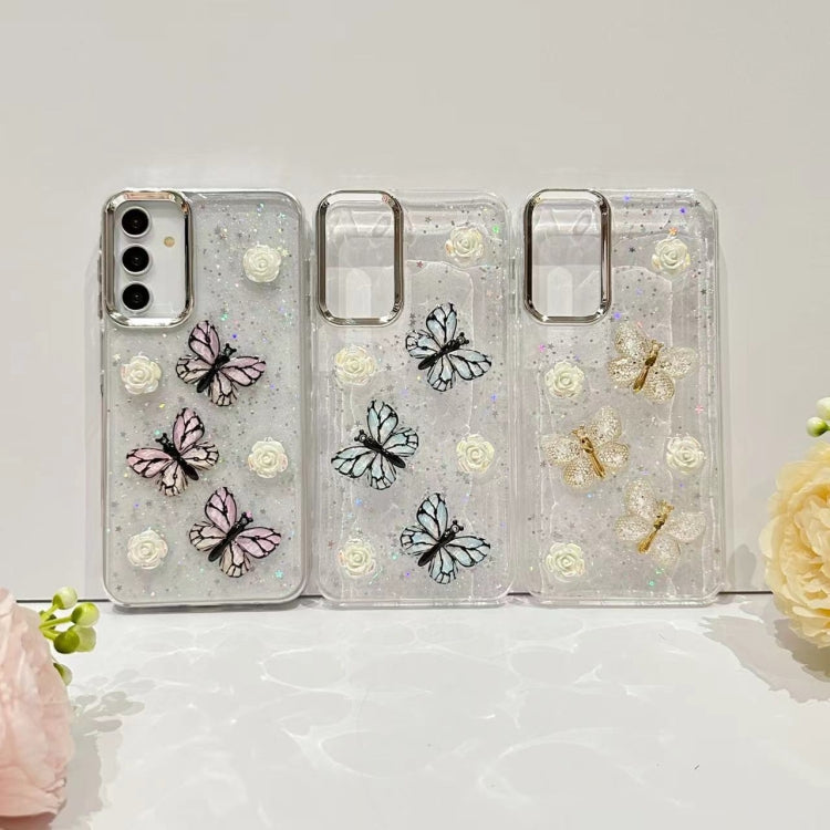 For Samsung Galaxy S25 Ultra 5G Three-dimensional Butterfly Glitter TPU  Phone Case(Gold) - Galaxy S25 Ultra 5G Cases by buy2fix | Online Shopping UK | buy2fix