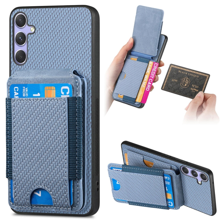 For Samsung Galaxy S25+ 5G Carbon Fiber Vertical Flip Wallet Stand Phone Case(Blue) - Galaxy S25+ 5G Cases by buy2fix | Online Shopping UK | buy2fix