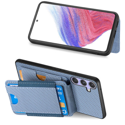 For Samsung Galaxy S25 Ultra 5G Carbon Fiber Vertical Flip Wallet Stand Phone Case(Blue) - Galaxy S25 Ultra 5G Cases by buy2fix | Online Shopping UK | buy2fix