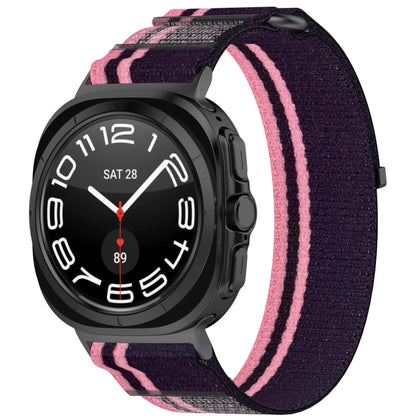 For Samsung Galaxy Watch Ultra 47mm Hook and Loop Fastener Loop Nylon Watch Band(Pink+Purple) - Watch Bands by buy2fix | Online Shopping UK | buy2fix