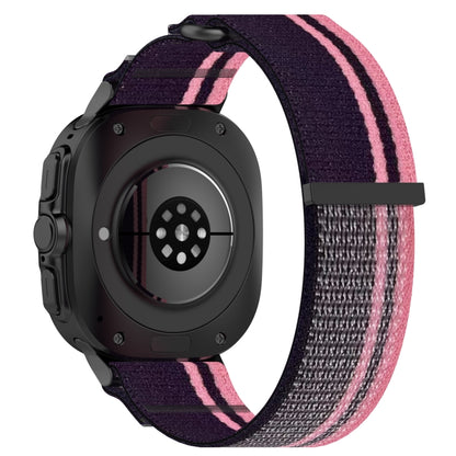 For Samsung Galaxy Watch Ultra 47mm Hook and Loop Fastener Loop Nylon Watch Band(Pink+Purple) - Watch Bands by buy2fix | Online Shopping UK | buy2fix