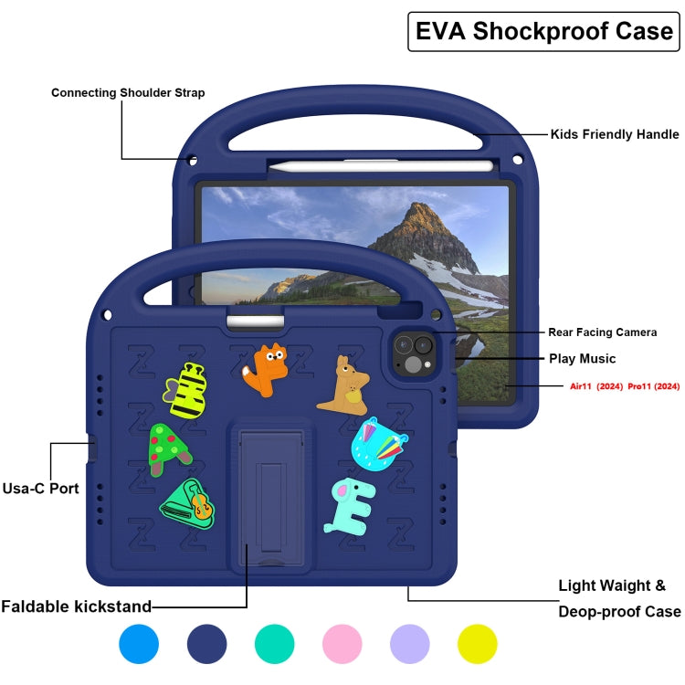 For iPad Air 11 2024 Cartoon Sparrow EVA Shockproof Tablet Case(Navy Blue) - iPad Air 11 2024 Cases by buy2fix | Online Shopping UK | buy2fix