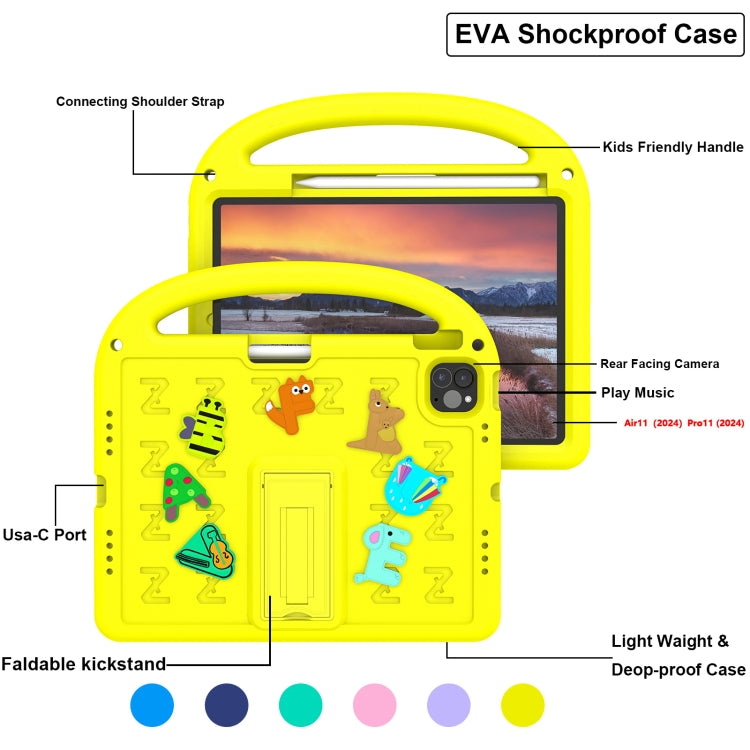 For iPad Pro 11 2024 Cartoon Sparrow EVA Shockproof Tablet Case(Yellow) - iPad Pro 11 2024 Cases by buy2fix | Online Shopping UK | buy2fix