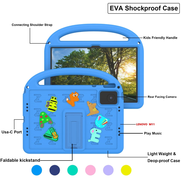 For Lenovo Tab M11 / Xiaoxin Pad 11 2024 Cartoon Sparrow EVA Shockproof Tablet Case(Blue) - Lenovo by buy2fix | Online Shopping UK | buy2fix