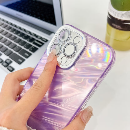 For iPhone 16 Pro Max Plating Glitter Texture TPU Phone Case with Lens Film(Purple Wrinkles) - iPhone 16 Pro Max Cases by buy2fix | Online Shopping UK | buy2fix