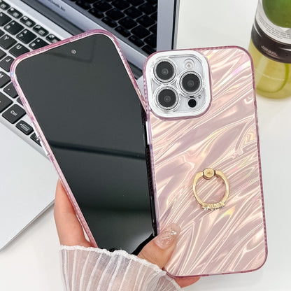 For iPhone 16 Plating Glitter Texture Ring Holder TPU Phone Case with Lens Film(White Tinfoil Texture) - iPhone 16 Cases by buy2fix | Online Shopping UK | buy2fix