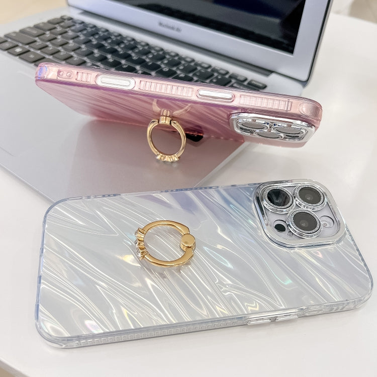 For iPhone 16 Plating Glitter Texture Ring Holder TPU Phone Case with Lens Film(White Tinfoil Texture) - iPhone 16 Cases by buy2fix | Online Shopping UK | buy2fix