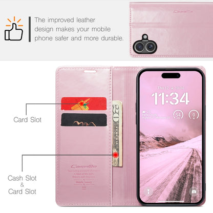 For iPhone 16 CaseMe 003 Crazy Horse Texture Flip Leather Phone Case(Pink) - iPhone 16 Cases by CaseMe | Online Shopping UK | buy2fix