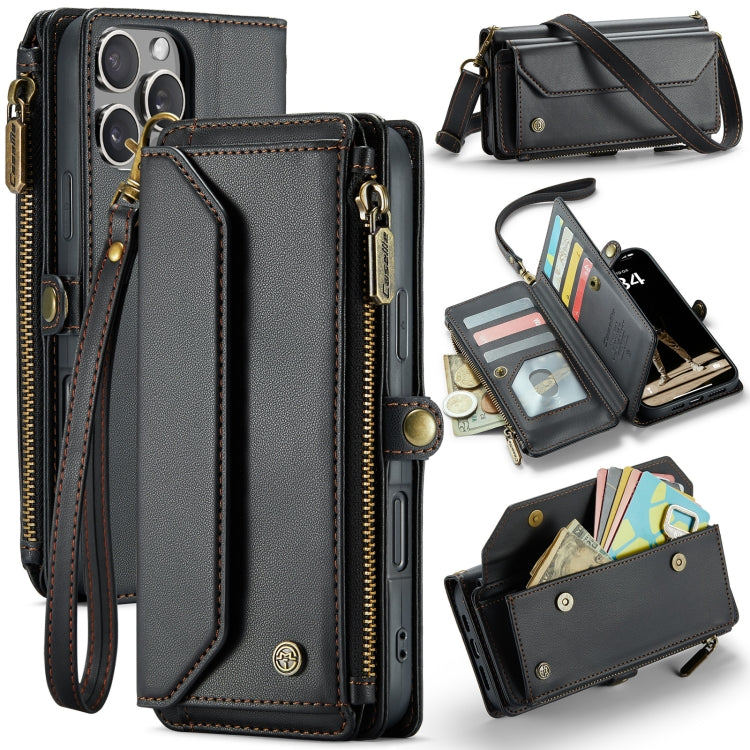 For iPhone 16 Pro Max CaseMe C36 Card Slots Zipper Wallet RFID Anti-theft Leather Phone Case(Black) - iPhone 16 Pro Max Cases by CaseMe | Online Shopping UK | buy2fix