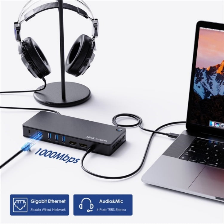 WAVLINK UTD22 Support 96W Laptop Charging USB4 Docking Station Dual Monitor USB-C Hub(EU Plug) -  by WAVLINK | Online Shopping UK | buy2fix