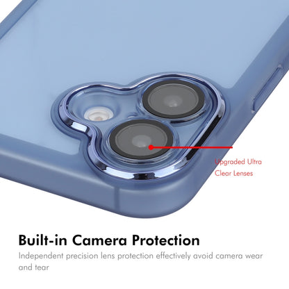 For iPhone 16 Plus ENKAY Hat-Prince Translucent Matte TPU Phone Case with Lens Film(Blue) - iPhone 16 Plus Cases by ENKAY | Online Shopping UK | buy2fix