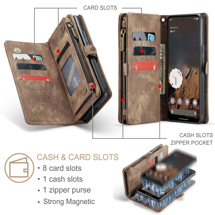 For Google Pixel 9 Pro XL CaseMe 008 Detachable Multifunctional Leather Phone Case(Brown) - Google Cases by CaseMe | Online Shopping UK | buy2fix