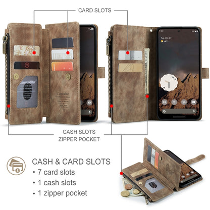 For Google Pixel 9 / 9 Pro CaseMe C30 Card Slots Zipper Wallet Leather Phone Case(Brown) - Google Cases by CaseMe | Online Shopping UK | buy2fix