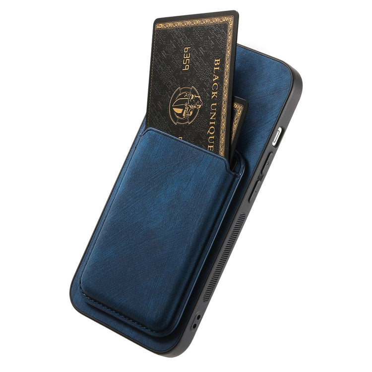 For iPhone 16 Plus Retro Leather Card Bag Magnetic Phone Case(Blue) - iPhone 16 Plus Cases by buy2fix | Online Shopping UK | buy2fix