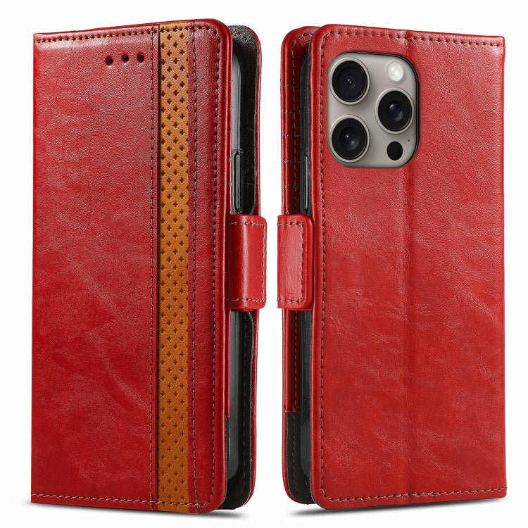 For iPhone 16 Pro Max CaseNeo Splicing Dual Magnetic Buckle Leather Phone Case(Red) - iPhone 16 Pro Max Cases by buy2fix | Online Shopping UK | buy2fix